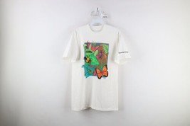 Vintage 90s Mens Medium Nature Bugs Butterfly Short Sleeve T-Shirt White USA - £34.79 GBP