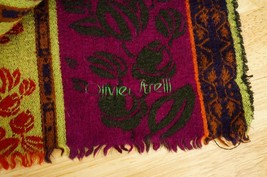 Olivier Strelli Wool Viscose Scarf Shawl Floral Lime Green Magenta Patte... - $44.53