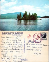 New York Blue Mountain Lake Island Adirondacks Posted to OH in 1965 VTG Postcard - £7.38 GBP