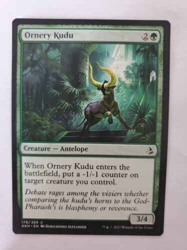MTG Magic The Gathering Card Ornery Kudu Creature Antelope Green Amonkhe... - $3.84
