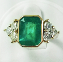 14k Yellow Gold Plated 3Ct Emerald Simulated Emerald Engagement Solitaire Ring - £93.05 GBP