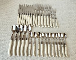 Claude Dozorme Laguiole France Ivory Color Handle Flatware 32 Pieces - £196.68 GBP