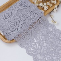 Gray Floral Lace Stretch Lace Trim Elastic Lace Ribbon Lace Fabrics For ... - $26.99
