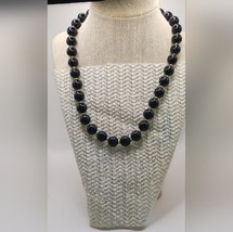 Vintage Black Plastc Beaded Necklace,  18 - $15.00