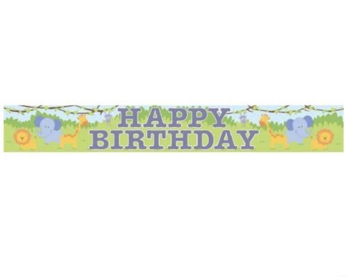 Forest Friends Jungle Safari Animal Kids Birthday Party Decor Foil 6’ Ba... - $2.73