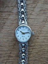 Vintage Geneve Milor Round Sterling Silver Pave Pattern Chain Bracelet Watch - £73.92 GBP