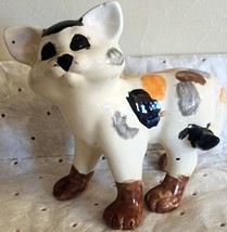 Vintage Calico Kitty Cat Figurine Ceramic Cute As A Button Hand Painted See Desc - £17.97 GBP