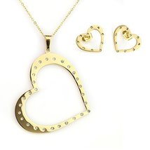 Heart Pendant Necklace & Earring Jewelry Set With Swarovski Style Crystals - $31.99