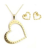 Heart Pendant Necklace &amp; Earring Jewelry Set With Swarovski Style Crystals - €27,78 EUR