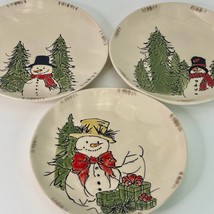3 Salad / Dessert Plates 3 Designs Eli &amp; Ana Handmade Snowman 8.5” New - $37.57