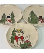 3 Salad / Dessert Plates 3 Designs Eli &amp; Ana Handmade Snowman 8.5” New - $51.38 CAD