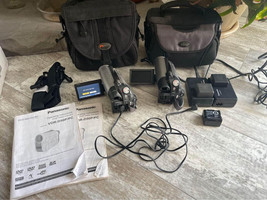 Lot of 2 Panasonic DVD Palmcorder Camcorder Video Camera VDR-D50P w/ Camera Bags - $56.99