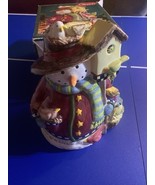 2003 Gibson Snowman Frolic Cookie Jar ~ Christmas ~ Birdhouse Awesome Co... - $34.64