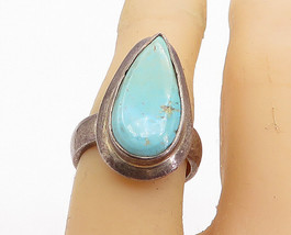 925 Sterling Silver - Vintage Turquoise Tear Drop Cocktail Ring Sz 6 - RG6169 - £37.74 GBP