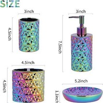 Colorful Bathroom Accessories Sets 4 Piece Ceramic Gift Set Apartment Necessitie - £48.76 GBP