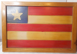 Handmade Wood 1 Star Rustic Primitive American Flag Farmhouse Home Decor... - £19.45 GBP