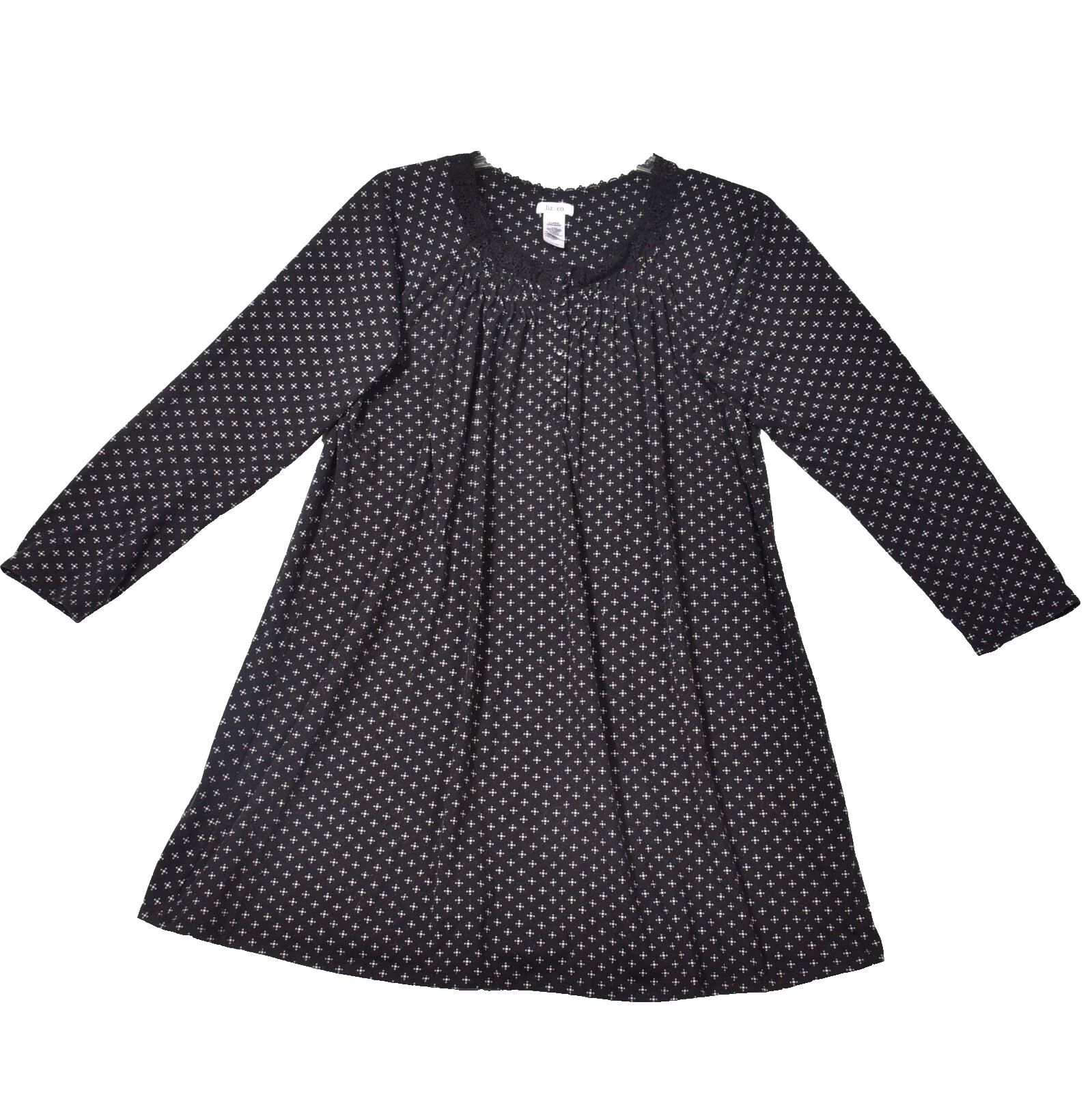 Liz &amp; Co. Ladies Knee-length Black Polyester Nightgown PJ&#39;S Intimates Si... - $14.19