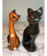 2 MCM Siamese Cat Statues Figurines Figures Long Neck Pen Holder Stand C... - £24.14 GBP