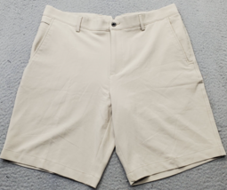 Dunning Golf Shorts Men&#39;s 34 Tan Performance Athletic Flat Front Slash P... - $21.44