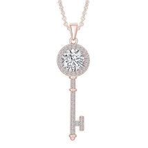 1 Carat (Ctw) Moissanite Key Pendant Necklace for Women in 18K Gold Plated Sterl - £54.04 GBP