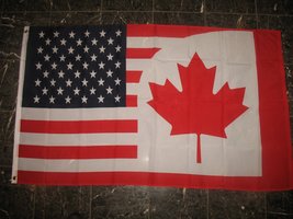 3X5 Usa Canada Combination Flag Canadian American Super-Poly 3&#39;X5&#39; Flag Grommets - £9.63 GBP