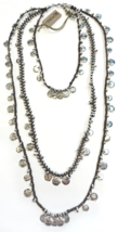 UNO de 50 “Sealed” Triple Strand Silver Plated Metal Bead Leather Necklace - $440.00