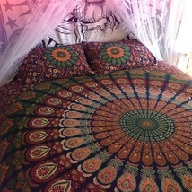 Indian Mandala Tapestry, Bohemian Wall Hanging, Cotton Bedspread Queen, Boho Pic - $21.76