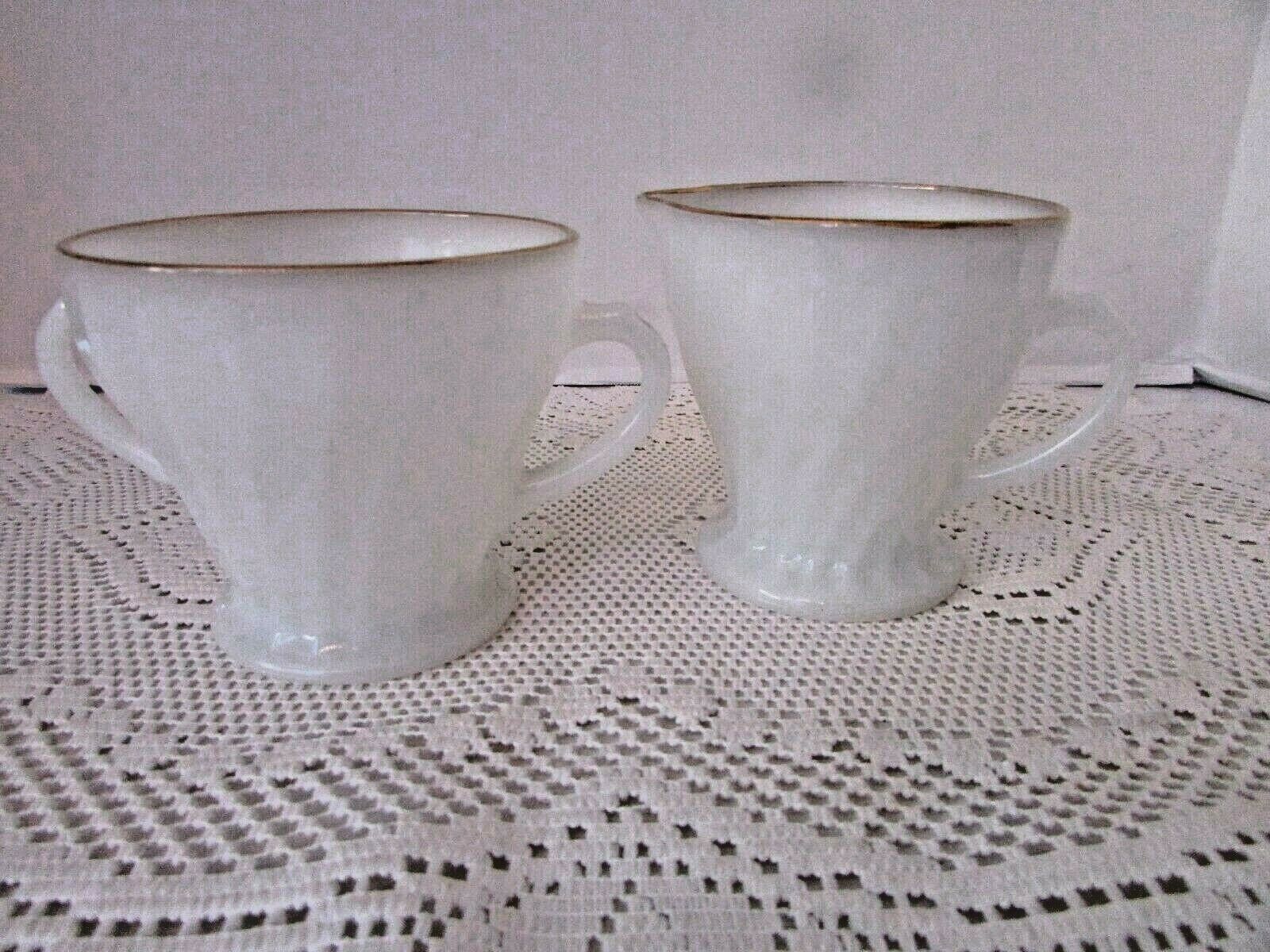ANCHOR HOCKING #16 WHITE MILK GLASS CREAMER AND SUGAR BOWL USA SWIRL PAT... - $16.78