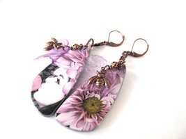Bee themed Antique Copper Finish Earrings Polymer clay and Lucite - £17.32 GBP