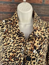 Leopard Trench Rain Jacket Small Long Sleeve Lined Button Front Stretch Coat - £12.15 GBP