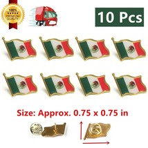 10 Pcs Mexico MX Country National Flag Lapel Pin Badge Brooches Metal Emblems - £7.75 GBP