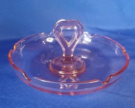 Vintage L.E. Smith Pink Depression Glass Heart Handle Trinket/ Ash Tray c1935 - £17.17 GBP
