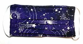Pleated astrology constellation yin yang moon face mask, 3 layer 100% quilting c - £14.13 GBP