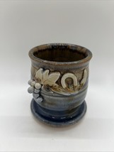 Greg Olson California Signed Art Pottery Stoneware Succulent Blue 3x3” - $28.05