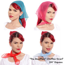 Sheer Chiffon Square Scarf 24” Solid Colors 50s Style Head Neck Scarves ... - £10.24 GBP