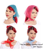 Sheer Chiffon Square Scarf 24” Solid Colors 50s Style Head Neck Scarves ... - £10.16 GBP