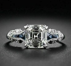 2Ct Asscher Cut CZ Diamond Art Deco Engagement Ring 14K White Gold Finish - £124.44 GBP