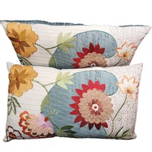 Embroidered Floral Decorative Throw Sofa Bed Lumbar Pillows 19&quot;x12&quot; Set of 2 - $27.09