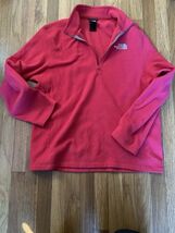 The North Face Fleece Pullover Sweater Mens Red 1/4 Zip Long Sleeve Swea... - $18.39