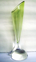 Art Deco Val St Lambert Crystal Green Footed Bud Vase Signed 1940&#39;s - £38.25 GBP