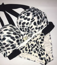 NWOT Victoria’s Secret 36D Bombshell Black White Animal Leopard Adds 2 Cups Sm - £102.65 GBP