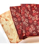 Wildflower Flowers Fabric Fat Quarter 3 Pack Brown Red Tan 100% Cotton - £6.44 GBP