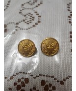 2 Vintage WW II Gold Eagle US Army Soldier Buttons Embossed Eagle~Waterb... - $25.79 CAD