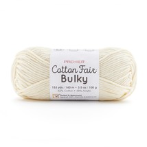 Premier Yarns Cotton Fair Bulky Yarn Solid Cream - £13.98 GBP
