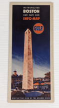 1951 Boston metropolitan road map Gulf gas oil &amp; Cape Cod downtown streets FLAW - £3.90 GBP