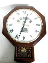 VTG 19 1/2&quot; United Clock Corp Rose&#39;s Lime Juice Pendulum wood Clock Rest... - $79.99
