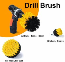 Drill Brush Set Attachment Kit, All Purpose Power Scrubber Cleaning Set (Yellow) - £12.87 GBP