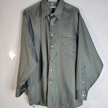 Mens Geoffrey Beene Cotton Blend Dress Shirt Size 17.5 34/34 Olive Green - $19.49