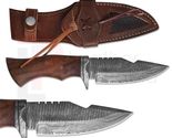 Custom Handmade Damascus Steel Bowie Hunting Knife Rose Wood Handle with... - £14.80 GBP