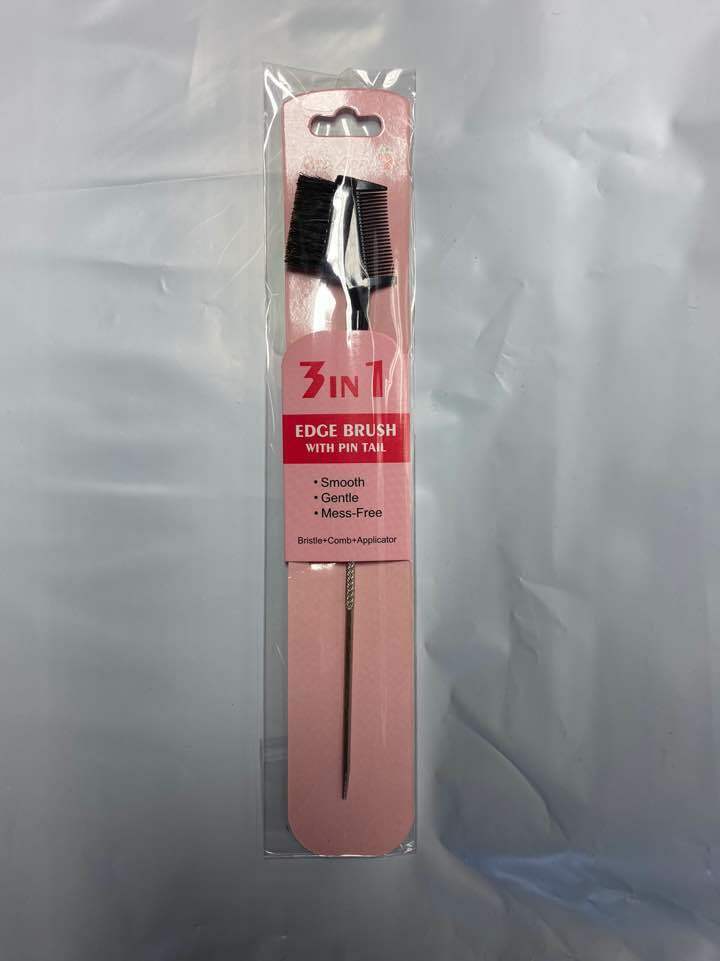 3 IN 1 EDGE BRUSH WITH PIN TAIL BRISTLE + COMB + APPLICATOR - $1.59
